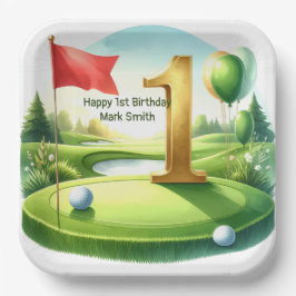 Golf 1. Geburtstag mit Putting Green Thema Pappteller