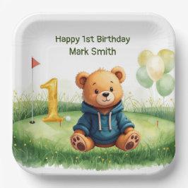 Golf 1. Geburtstag mit Putting Green Thema Pappteller