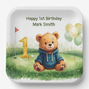 Golf 1. Geburtstag mit Putting Green Thema Pappteller