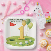 Golf 1. Geburtstag mit Putting Green Thema Pappteller (Party)