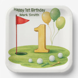 Golf 1. Geburtstag mit Putting Green Thema Pappteller