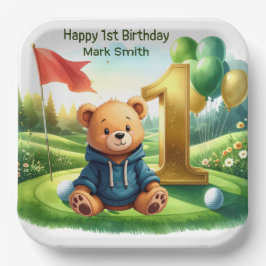 Golf 1. Geburtstag mit Putting Green Thema Pappteller