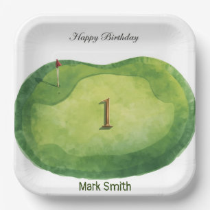 Golf 1. Geburtstag mit Putting Green Thema Pappteller