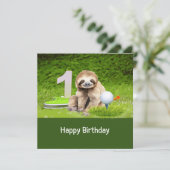 Golf 1. Geburtstag mit Sloth Golfer Karte (Stehend Vorderseite)