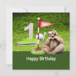 Golf 1. Geburtstag mit Sloth Golfer Karte