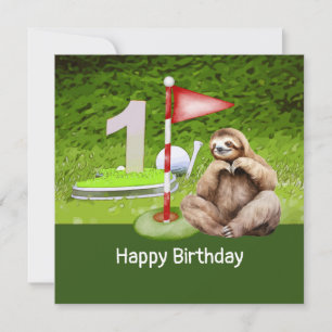 Golf 1. Geburtstag mit Sloth Golfer Karte