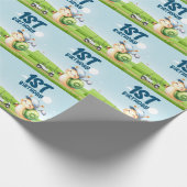 Golf 1. Geburtstag Niedliches Thema Geschenkpapier (Ecke)