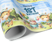 Golf 1. Geburtstag Niedliches Thema Geschenkpapier (Rolleneckpunkt)