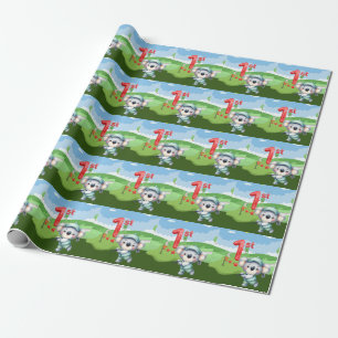 Golf 1. Geburtstag Niedliches Wrapping Paper Geschenkpapier