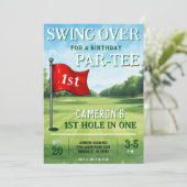 Golf 1 Geburtstag Party in einem Einladung (Stehend Vorderseite)