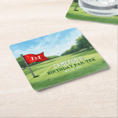 Golf 1 Geburtstag Party in einem Rechteckiger Pappuntersetzer (angewinkelt)