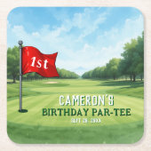 Golf 1 Geburtstag Party in einem Rechteckiger Pappuntersetzer (Vorderseite)