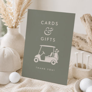 Golf 1. Geburtstag Sage Green Karten und Geschenke Sockelschild