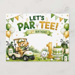 Golf 1. Geburtstagseinladung Postkarte