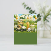 Golf 1. Geburtstagseinladung Postkarte (Stehend Vorderseite)