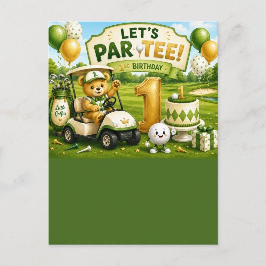 Golf 1. Geburtstagseinladung Postkarte (Vorderseite)