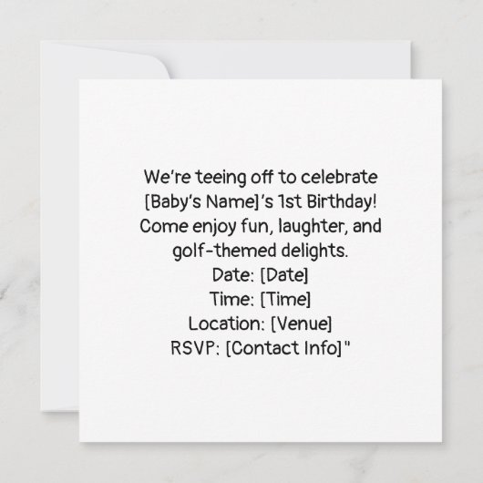 Golf 1. Party Einladung (Rückseite)