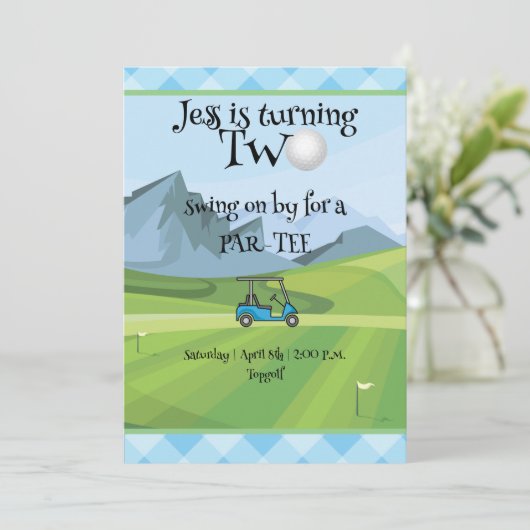 Golf 2. Geburtstag Einladung (Stehend Vorderseite)