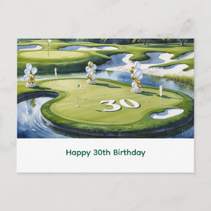 Golf 30. Geburtstag auf dem Golfplatz Postkarte