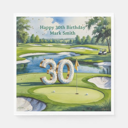 Golf 30. Geburtstag auf dem Golfplatz Serviette (Vorderseite)