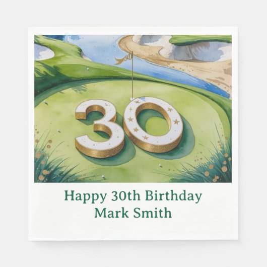 Golf 30. Geburtstag auf dem Golfplatz Serviette (Vorderseite)