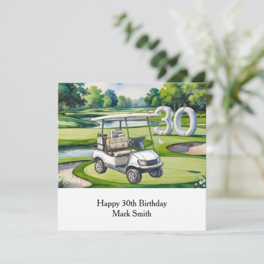 Golf 30. Geburtstag auf Golfplatz Karte (Stehend Vorderseite)
