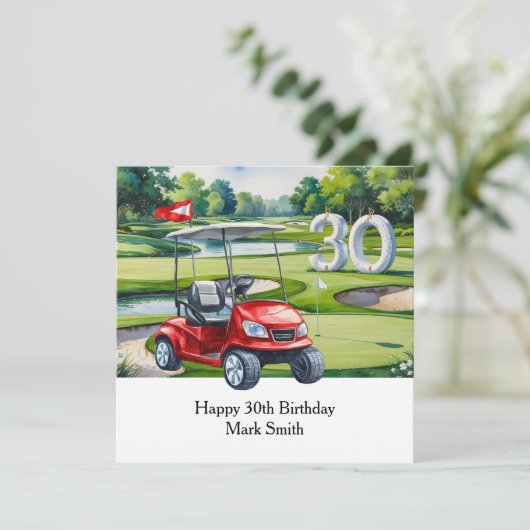 Golf 30. Geburtstag auf Golfplatz Karte (Stehend Vorderseite)