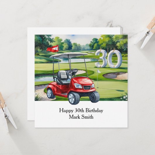 Golf 30. Geburtstag auf Golfplatz Karte (Vorderseite/Rückseite Beispiel)