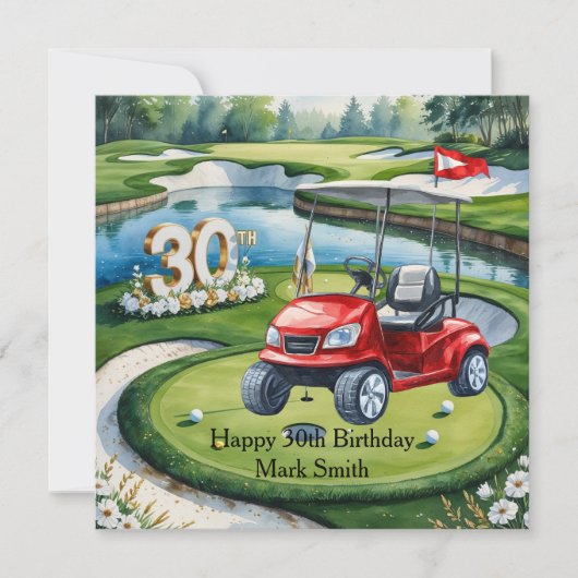 Golf 30. Geburtstag auf Golfplatz Karte (Vorderseite)