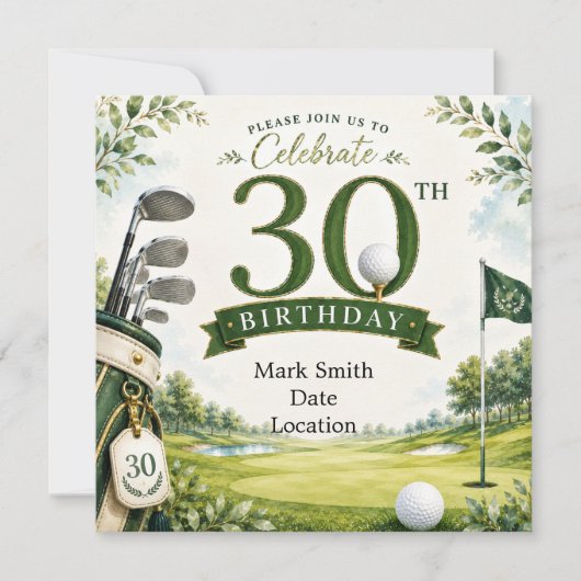 Golf 30. Geburtstag Einladung (Vorderseite)
