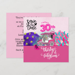 Golf 30. Geburtstag für Golfer pink Thema Save The Date