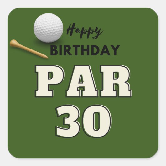 Golf 30. Geburtstag für Golfer Quadratischer Aufkleber (Vorderseite)