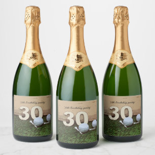 Golf 30. Geburtstag Golf und Tee auf Grün Schaumweinetikett