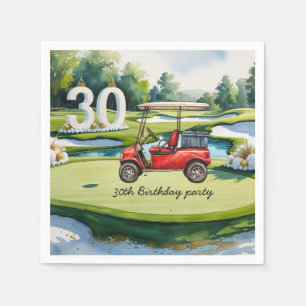 Golf 30. Geburtstag Golf und Tee auf Grün Serviette