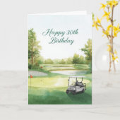 Golf 30. Geburtstag mit Golfwagen auf Grün Karte (Gelbe Blume)