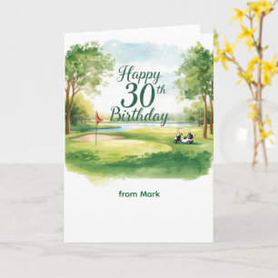 Golf 30. Geburtstag mit Golfwagen auf Grün Karte