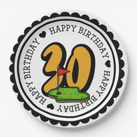 Golf 30. Geburtstag Par Tee 30 Party Pappteller (Vorderseite)