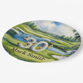 Golf 30. Geburtstag Par Tee 30 Party Pappteller (Schrägansicht)