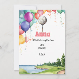 Golf 30. Geburtstag Par Tee mit Ballon Einladung