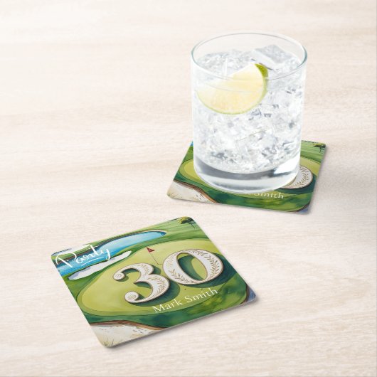 Golf 30. Geburtstag Rechteckiger Pappuntersetzer (Vor Ort)