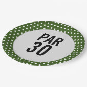 Golf 30. Geburtstag von Polka dot golfer Pappteller (Schrägansicht)