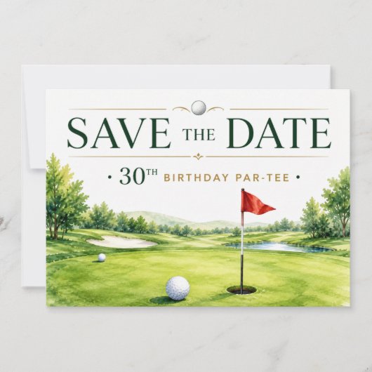 Golf 30. Geburtstagsfeier Einladung (Vorderseite)