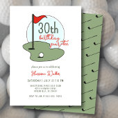 Golf 30th Birthday Party Hand Drawn Modern Green Einladung