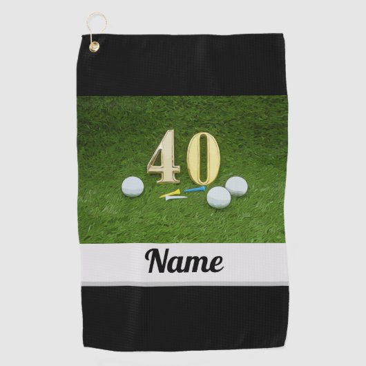 Golf 40. Geburtstag Jubiläum mit Golfball Golfhandtuch (Vorderseite)