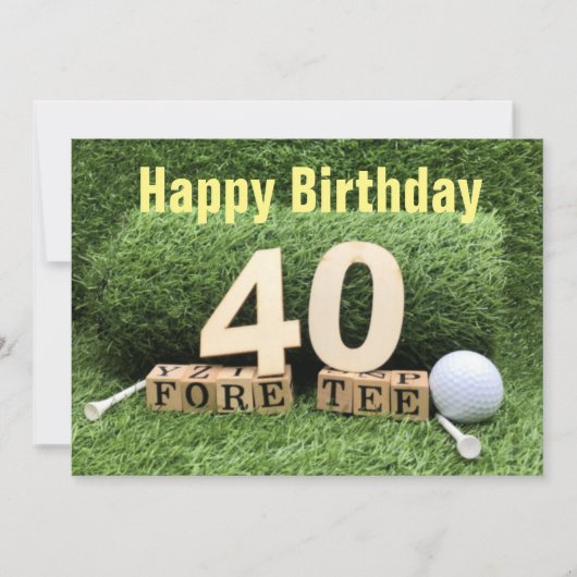 Golf 40. Geburtstag mit Anzahl und Golfball Karte (Vorderseite)