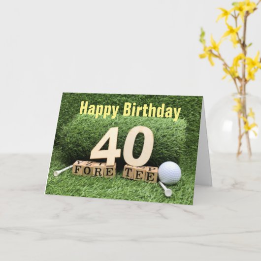 Golf 40. Geburtstag mit Anzahl und Golfball Karte (Gelbe Blume)