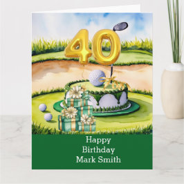 Golf 40. Geburtstag mit Cake on Course for Golfer Karte