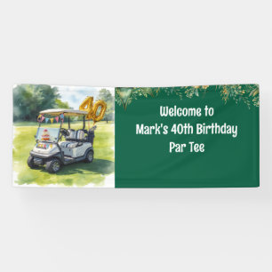Golf 40. Geburtstag mit Kuchen auf dem Platz für G Banner