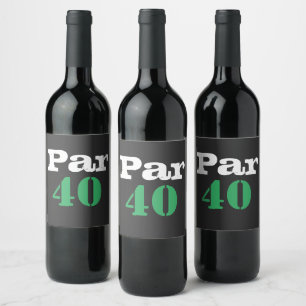 Golf 40. Geburtstag mit Nummer par 40 Golf Weinetikett