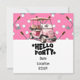 Golf 40. Geburtstag mit Rosa Karren Golfer Einladung